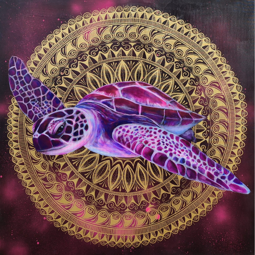 60x60 cm Krafttierbild auf Leinwand  Handgemalt Unikat