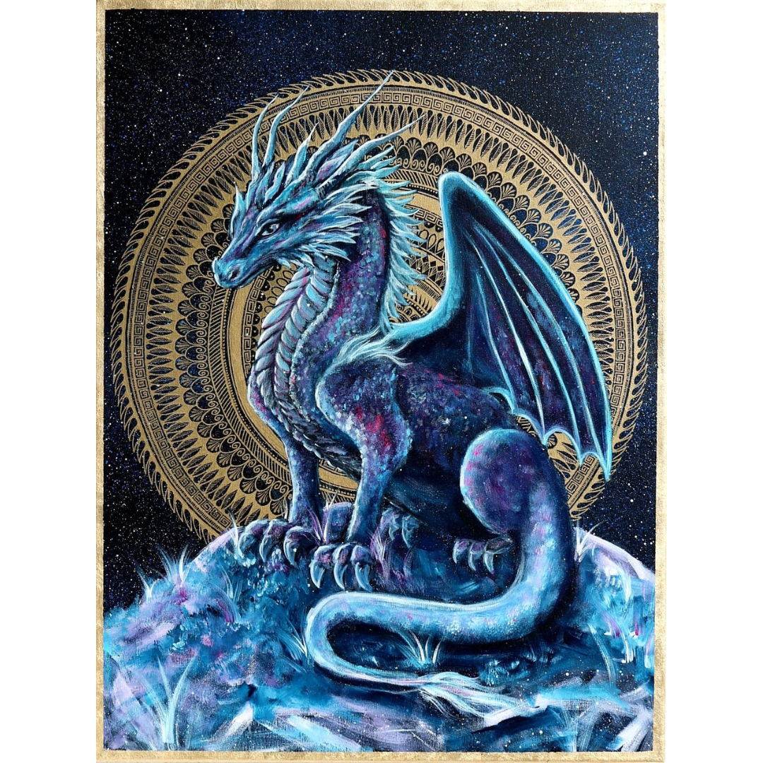 30x30 cm Krafttierbild auf Leinwand Handgemalt Unikat