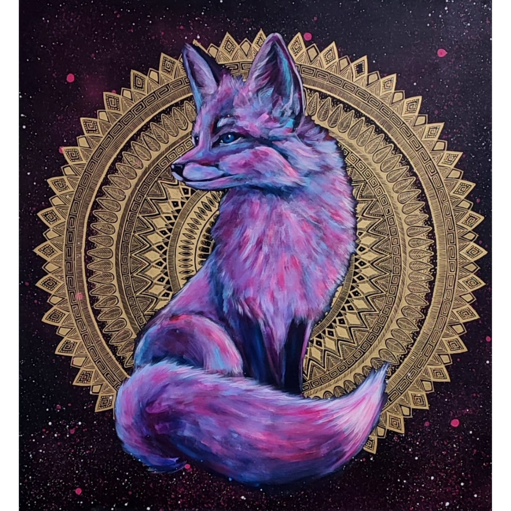 60x60 cm Krafttierbild auf Leinwand  Handgemalt Unikat