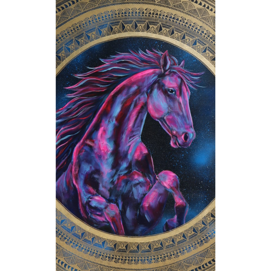 60x60 cm Krafttierbild auf Leinwand  Handgemalt Unikat