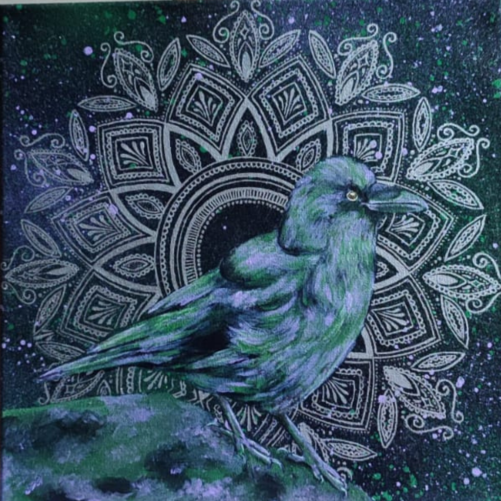 30x30 cm Krafttierbild auf Leinwand Handgemalt Unikat