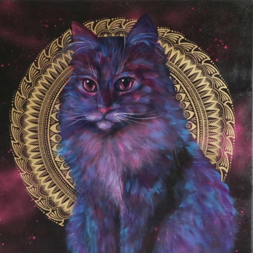 60x60 cm Krafttierbild auf Leinwand  Handgemalt Unikat