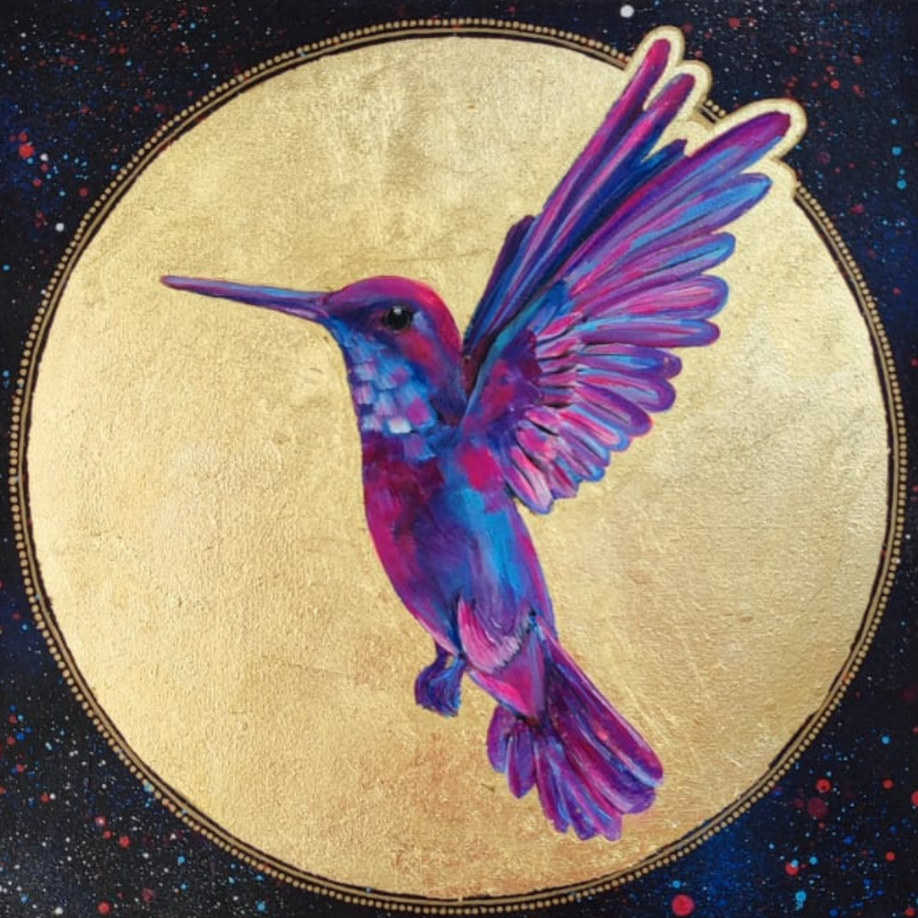 30x30 cm Krafttierbild auf Leinwand Handgemalt Unikat