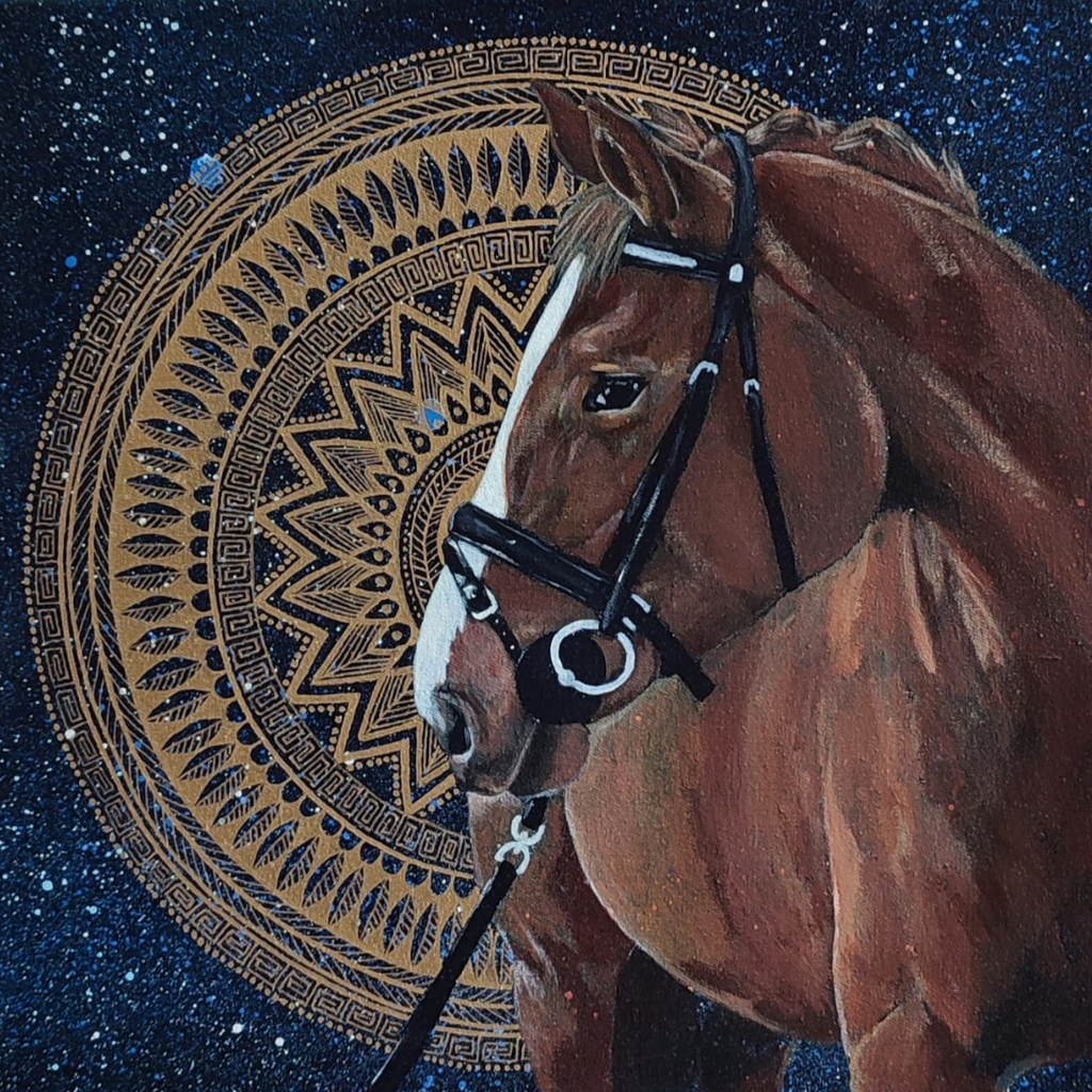 30x30 cm Krafttierbild auf Leinwand Handgemalt Unikat