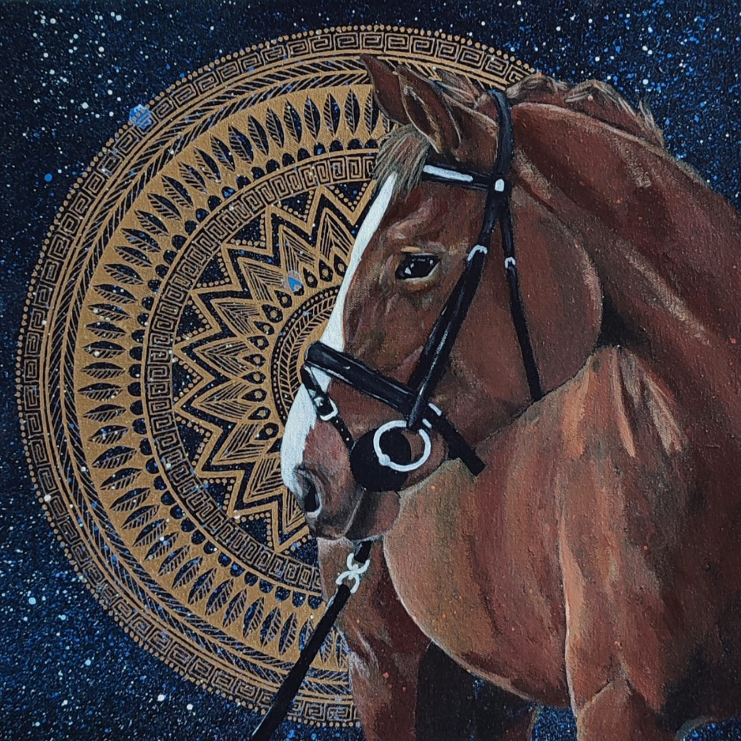 30x30 cm Krafttierbild auf Leinwand Handgemalt Unikat