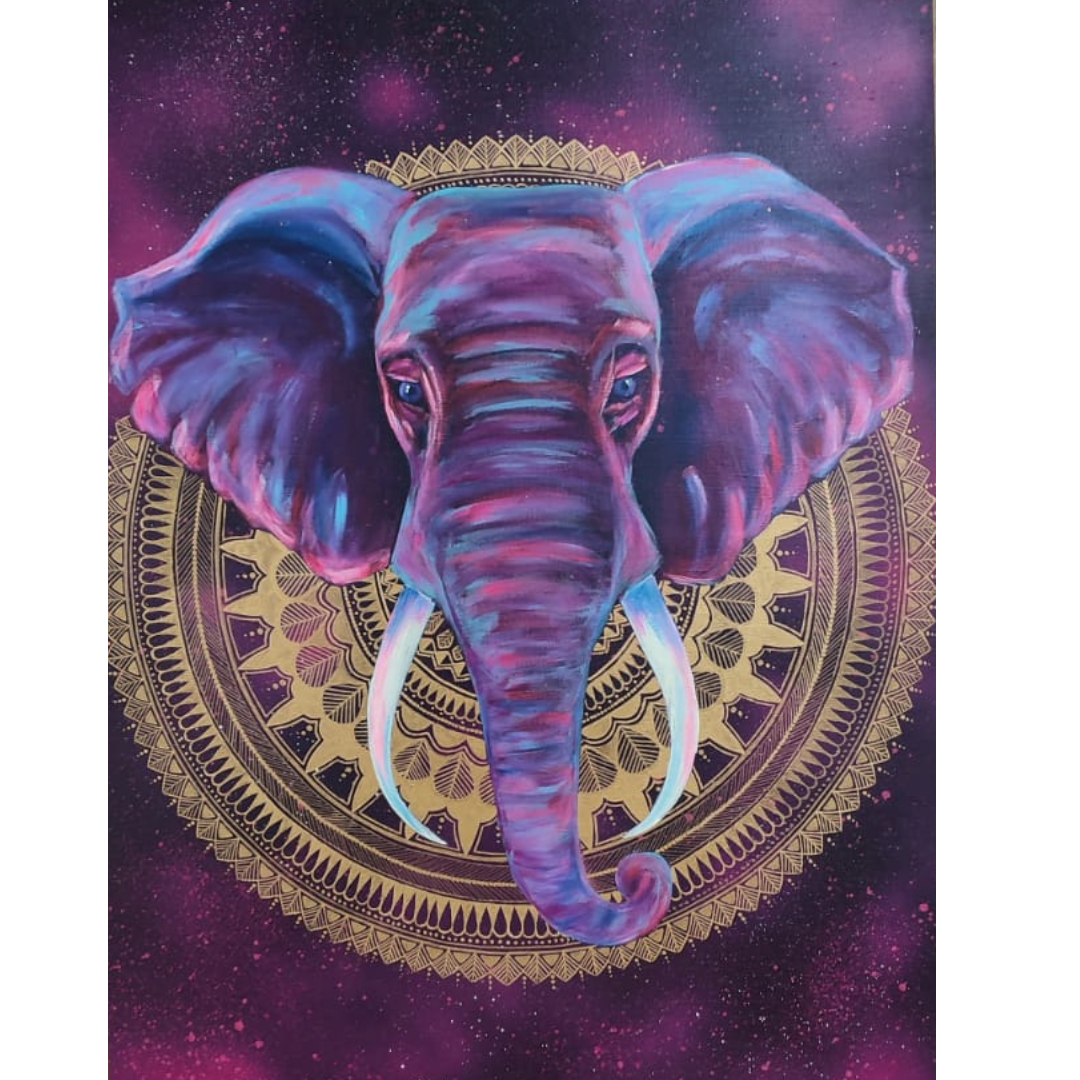 30x30 cm Krafttierbild auf Leinwand Handgemalt Unikat