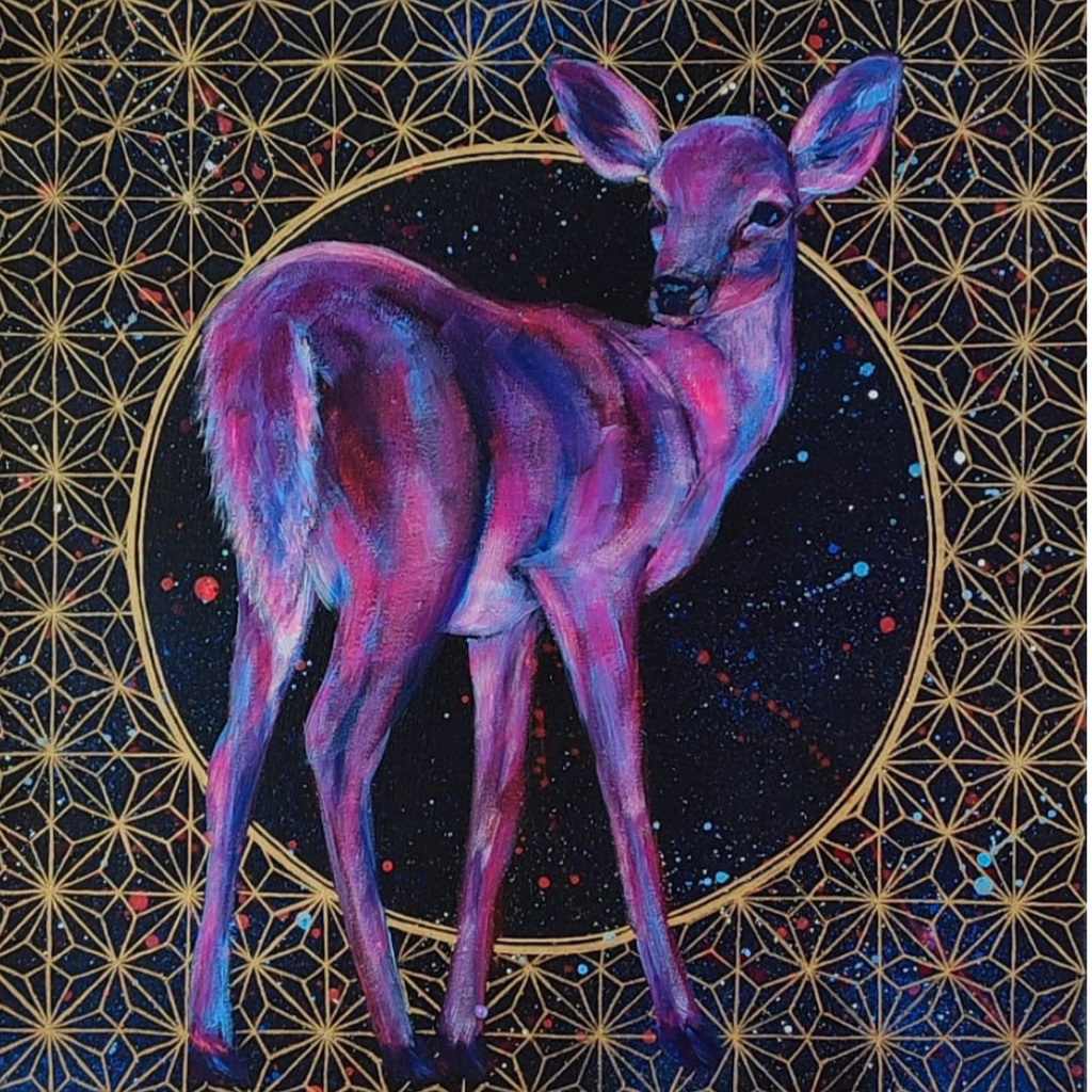 80x80 cm Krafttierbild auf Leinwand  Handgemalt Unikat