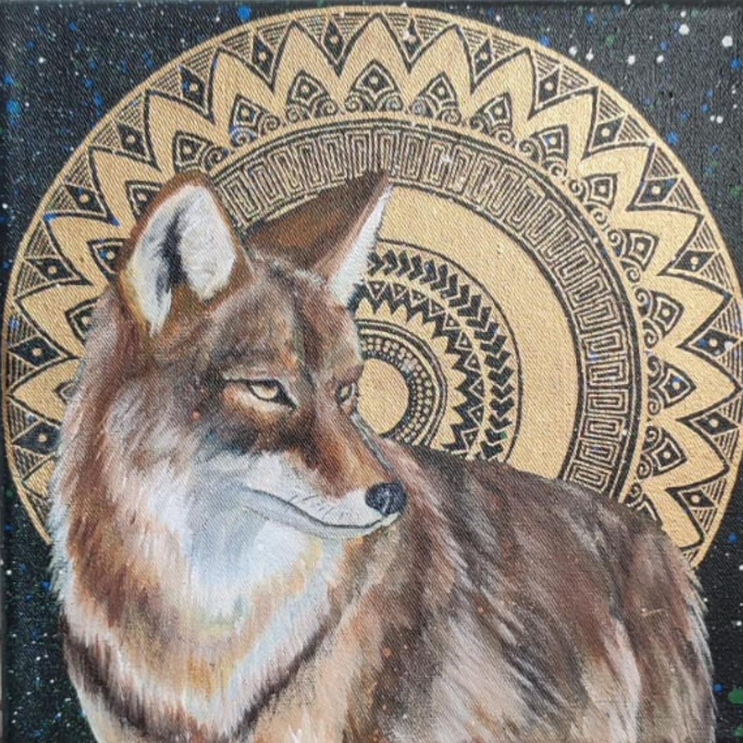 80x80 cm Krafttierbild auf Leinwand  Handgemalt Unikat