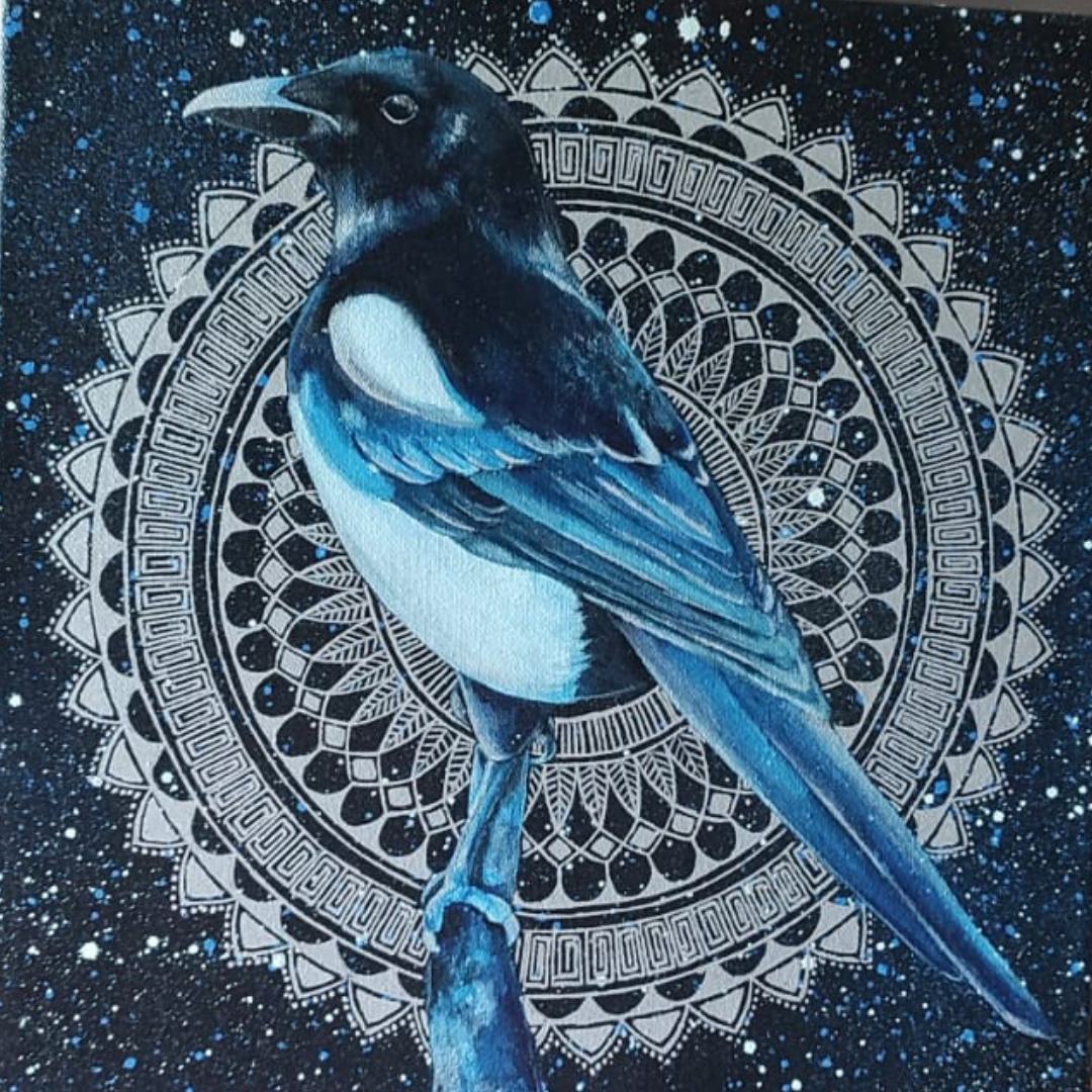 30x30 cm Krafttierbild auf Leinwand Handgemalt Unikat