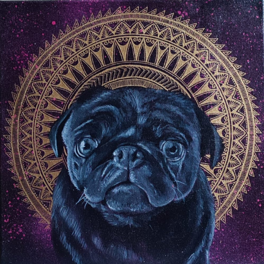 60x60 cm Krafttierbild auf Leinwand  Handgemalt Unikat