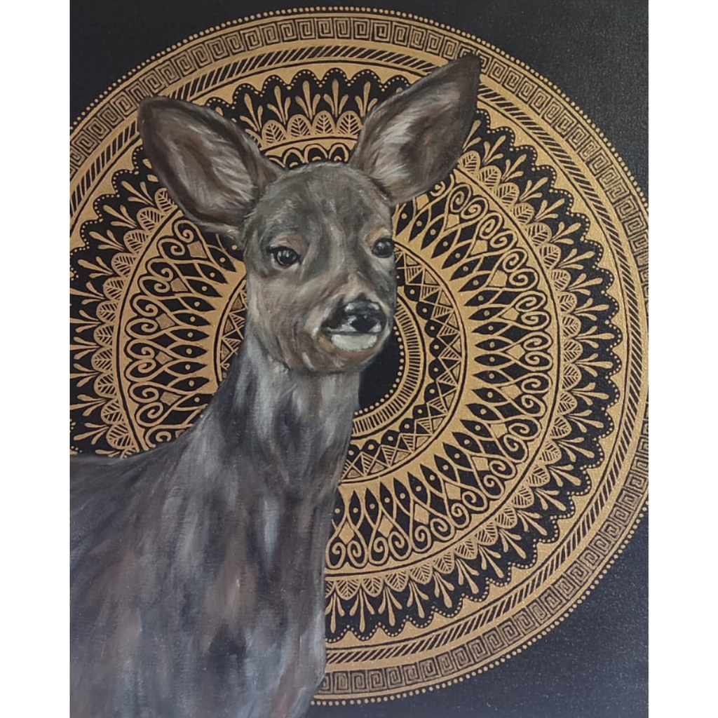 60x60 cm Krafttierbild auf Leinwand  Handgemalt Unikat